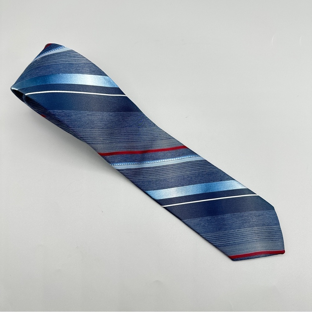 Perry Ellis Portfolio Blue Microdot Tie – Men’s Classic Silk-Look Necktie,
